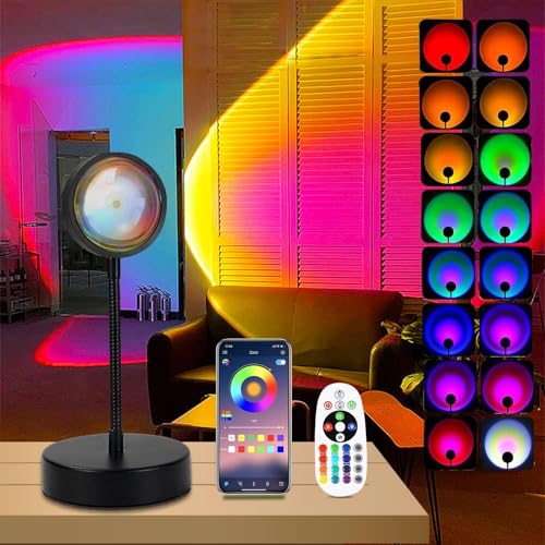 Detalle de QUIGO Sunset Lamp: Lampe Coucher de Soleil RGB pour Ambiance Chambre et Bureau