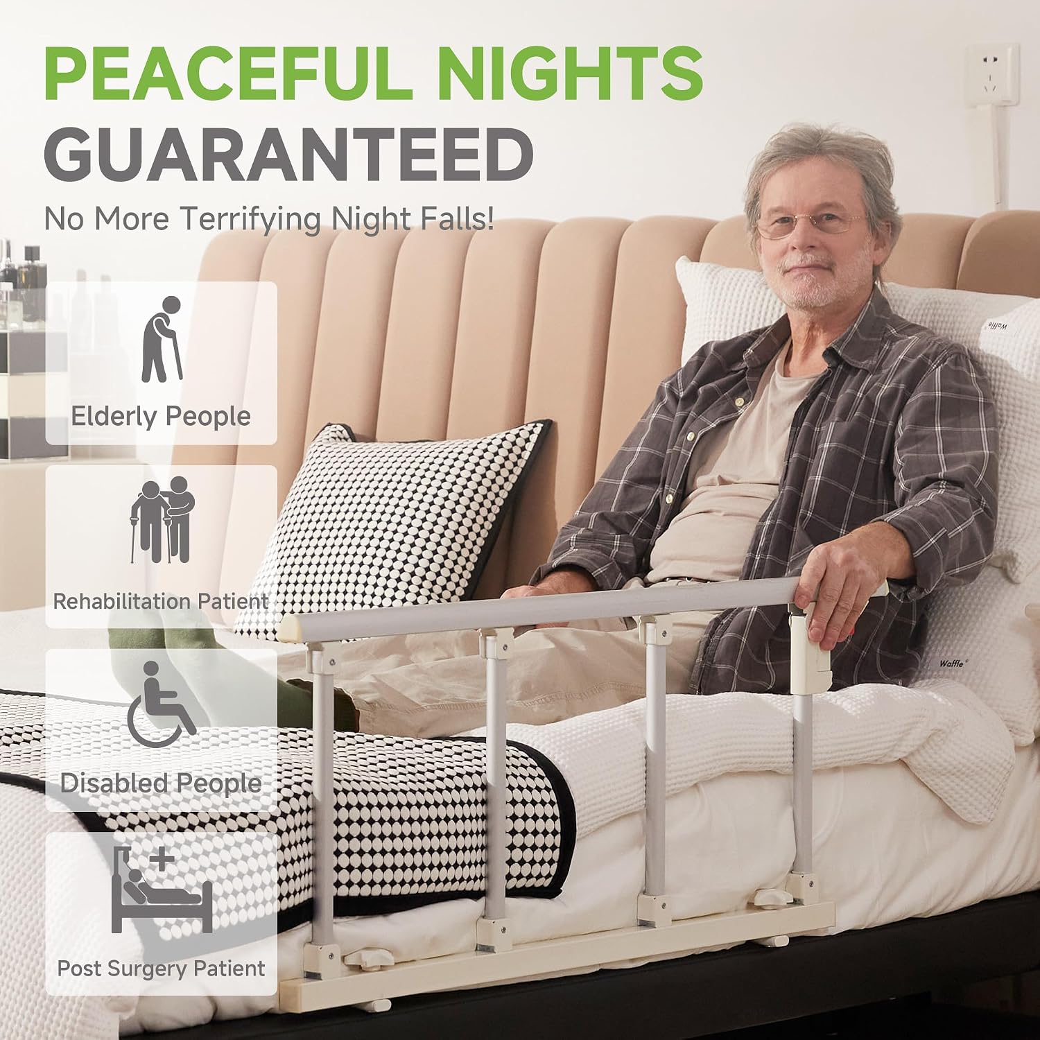 Thumbnail 6 de Real Relax A/N-K90002C1-Legna Folding Bed Rail, 37.8" x 16.3", White