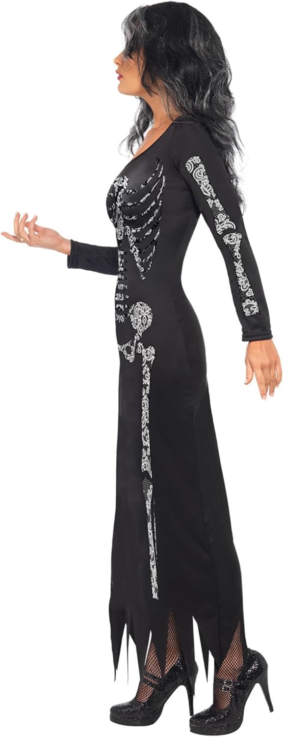 Thumbnail 1 de Smiffy's 38873L Skelettkostüm für Damen, L, schwarz – spooky Stil für Halloween