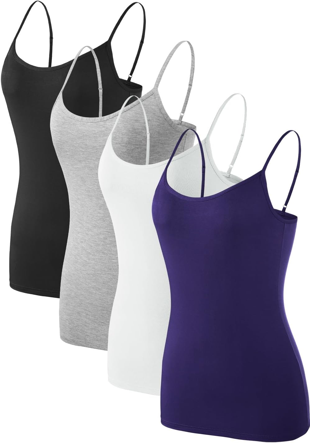 Thumbnail 6 de Komfokore Damen Unterhemden mit verstellbaren Spaghettiträgern – Basic Tank Top im 4er Pack, modal-elastan