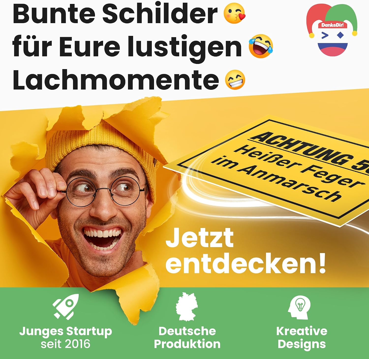 Thumbnail 6 de DankeDir! 50 Heißer Feger – Schild 30 x 20 cm als Geburtstagsdeko und Karte zum 50. Geburtstag