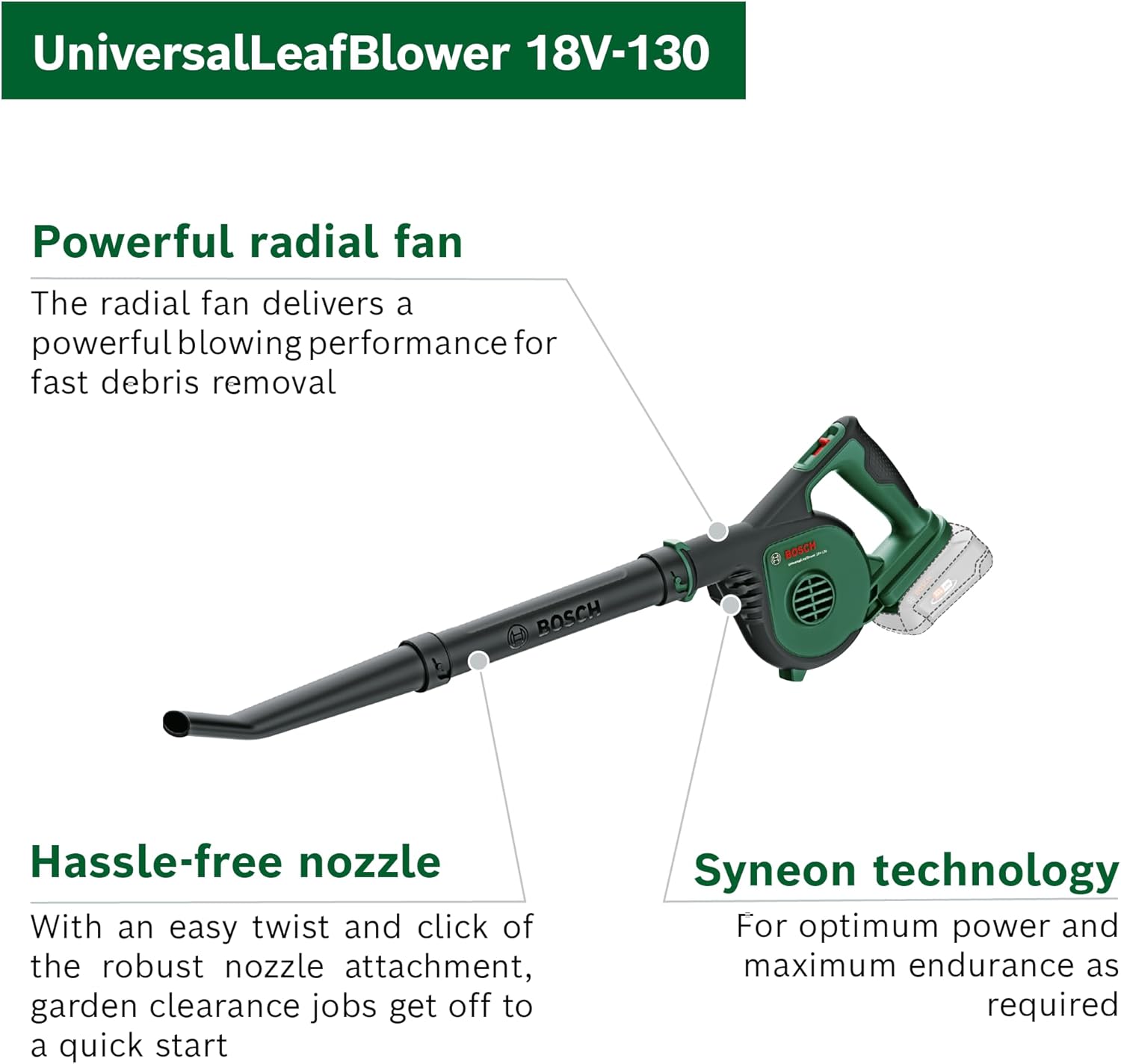 Thumbnail 4 de Bosch UniversalLeafBlower 18V-130 cordless leaf blower (18V system, without battery)