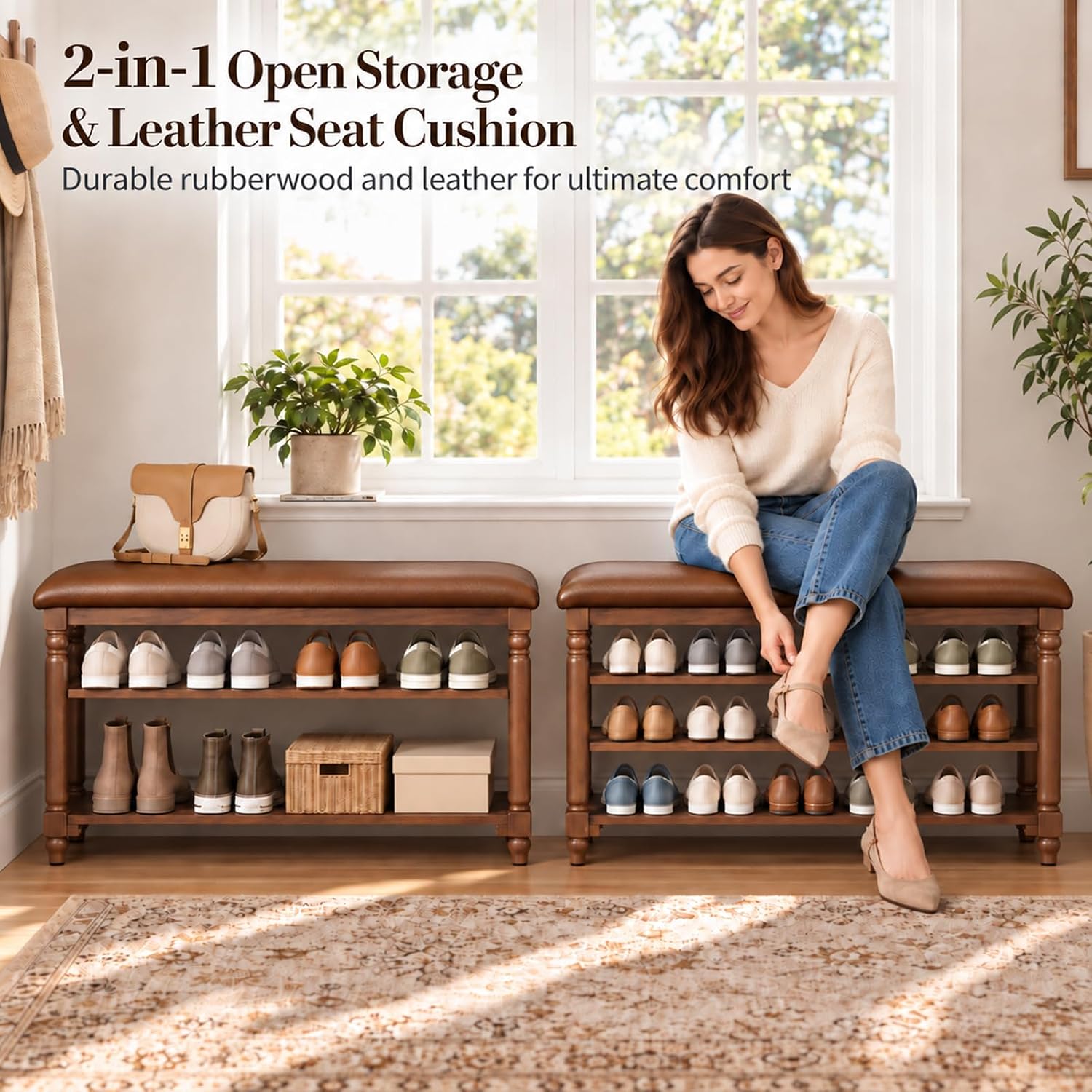 Detalle de Yoobure Shoe Storage Bench, 39.4-inch