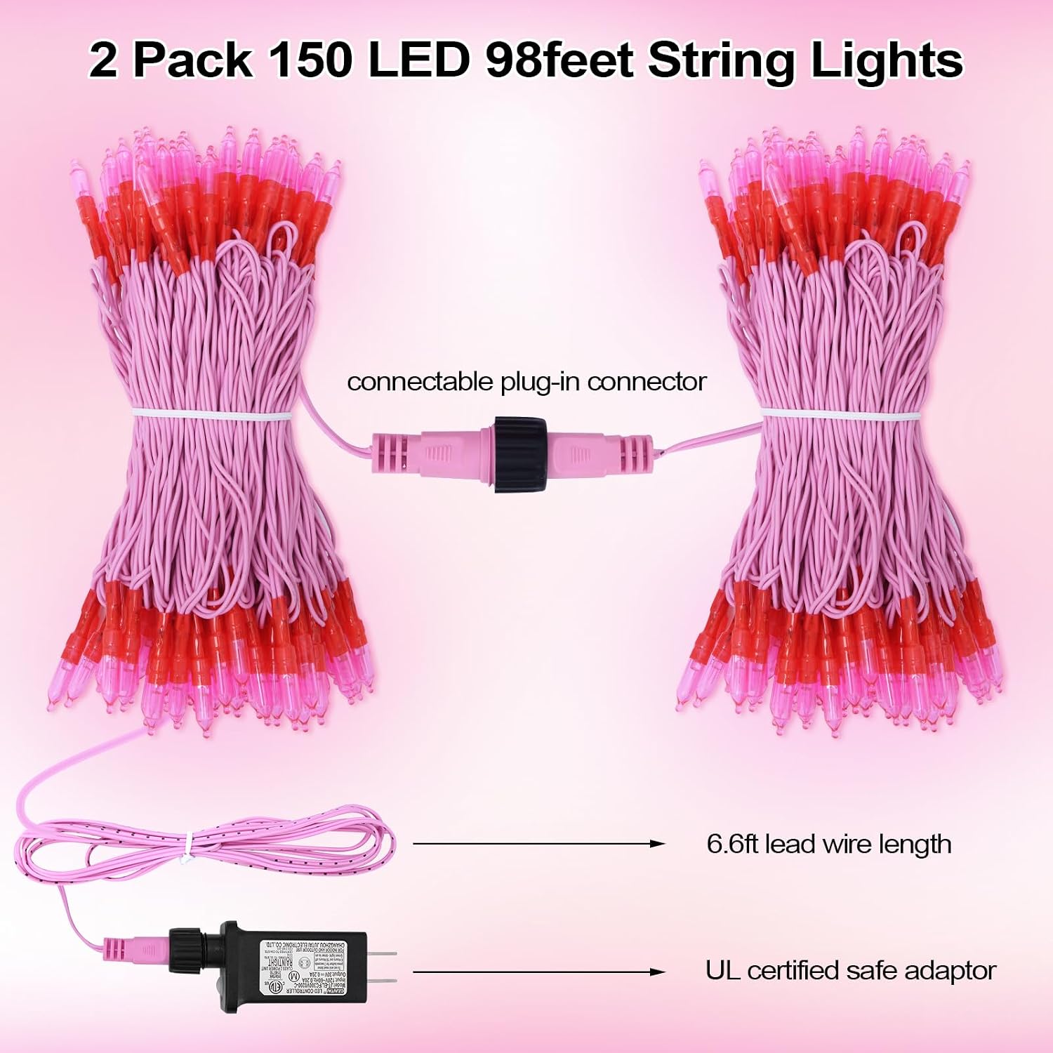 Detalle de ILLUMINEW Pink String Lights, 150 Count