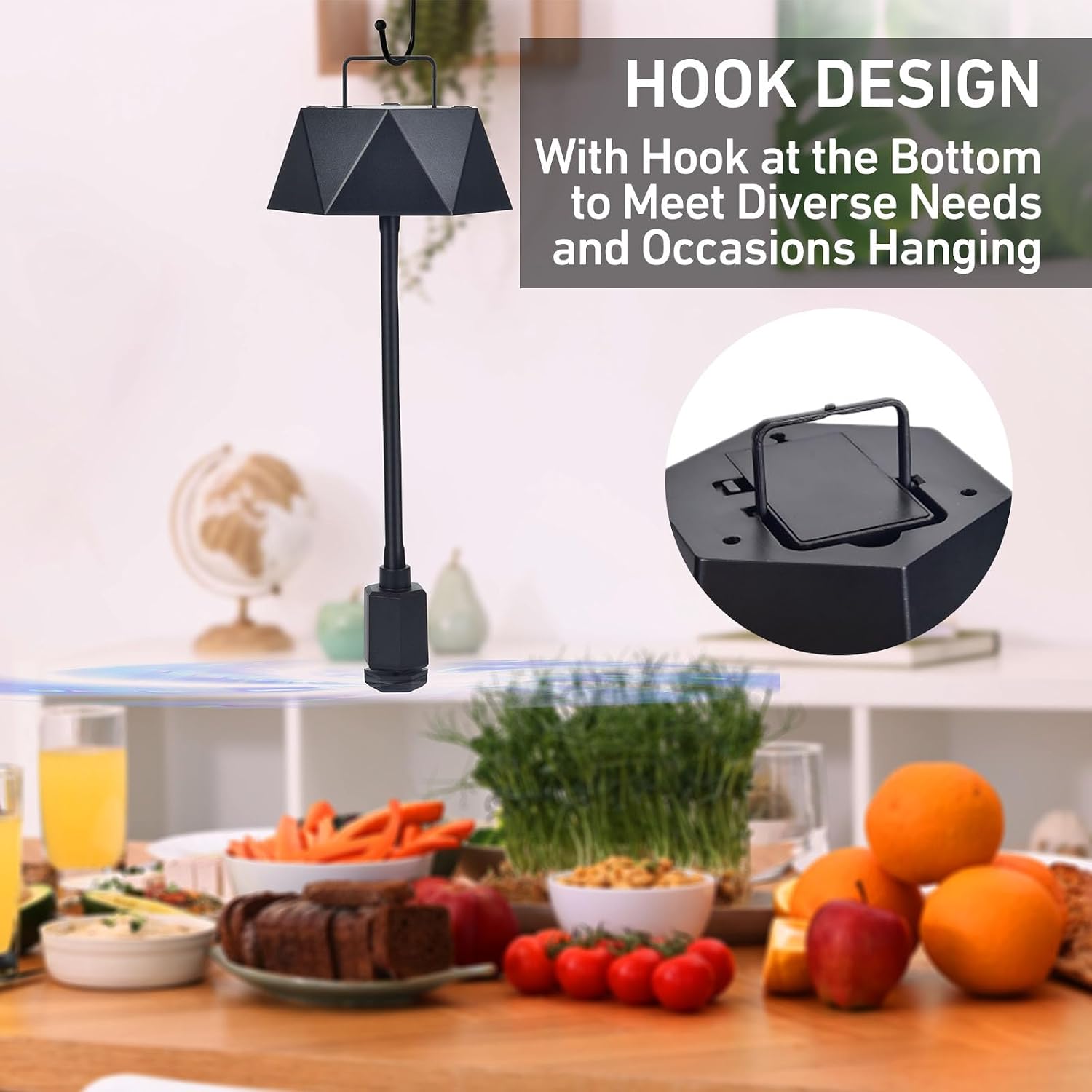 Thumbnail 4 de GUIDOT Tabletop Fly Fan for Food, Foldable Black ABS and Metal Spinner