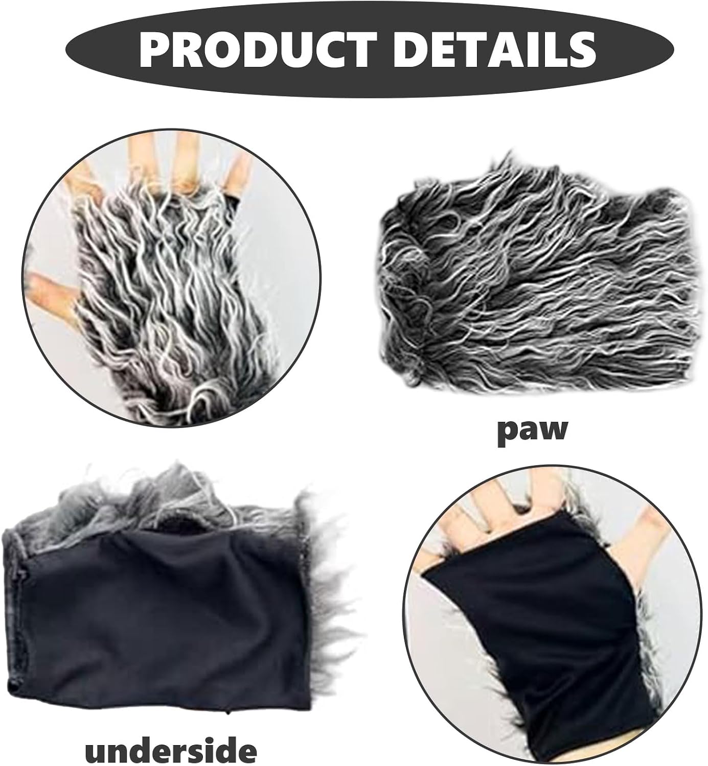 Detalle de AIWXEEU: Ensemble Deguisement Loup 4 Pièces – Bandeau, Oreilles, Gants et Queue en Peluche