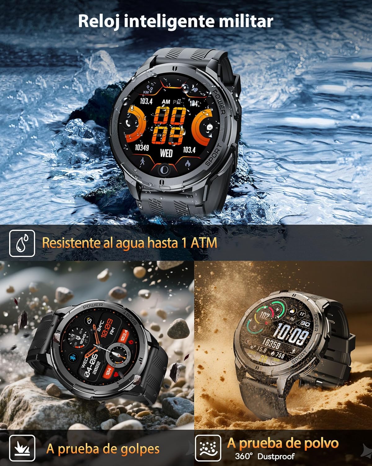 Thumbnail 1 de OUKITEL Reloj Inteligente Hombre 1.43" AMOLED ⌚️ Impermeable IP68