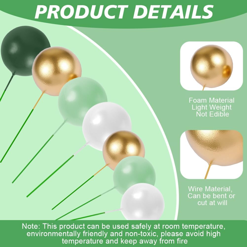 Detalle de URAQT 45Pcs Green Pearl Ball Cake Topper Decorations