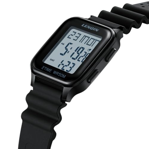 Detalle de LN LENQIN Reloj Digital Deportivo para Hombres – 50 m/12 mm ultradelgado con luz EL