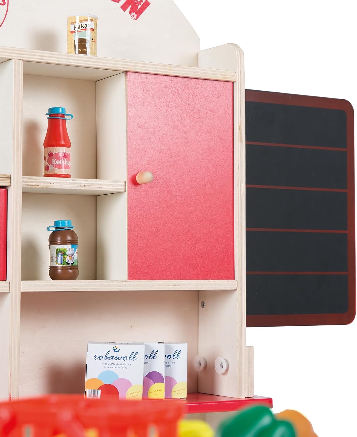 Detalle de Roba Tante Emma houten speelgoedwinkel met toonbank, zijtafel en schrijfvlak
