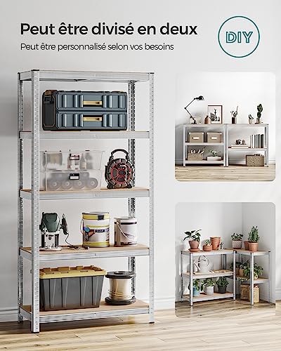 Thumbnail 6 de SONGMICS Lot de 2 Étagères de Rangement à 5 Niveaux, 40 x 90 x 180 cm, Capacité 875 kg, Planches Réglables – Style Industriel, GLR040E02