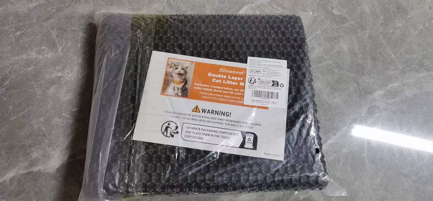 Detalle 2 de Blissstorm Katzenklo Matte 66X116cm – wasserdichte Doppelschicht mit Anti-Rutsch-Unterseite