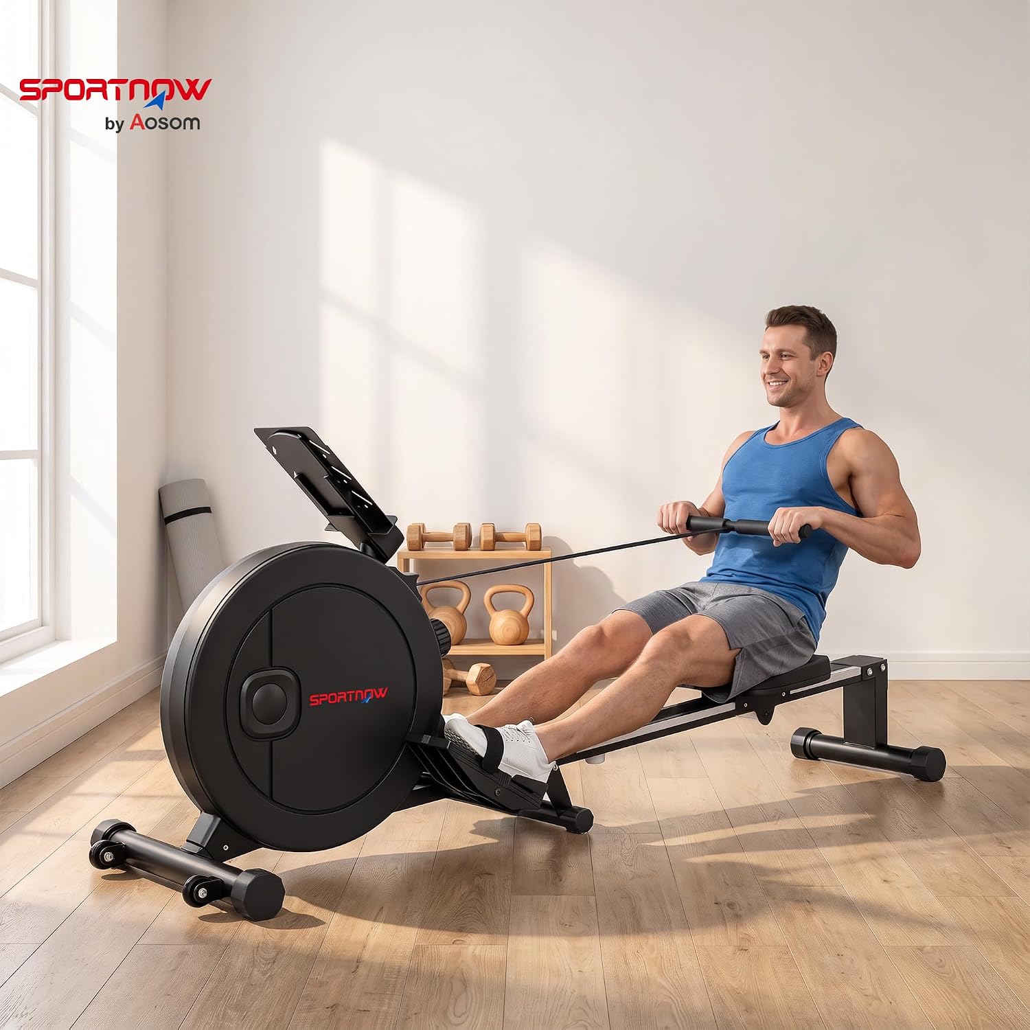 Thumbnail 1 de SPORTNOW A90-457V00BK roeitrainer met 16 magnetische weerstandsniveaus en LCD-display