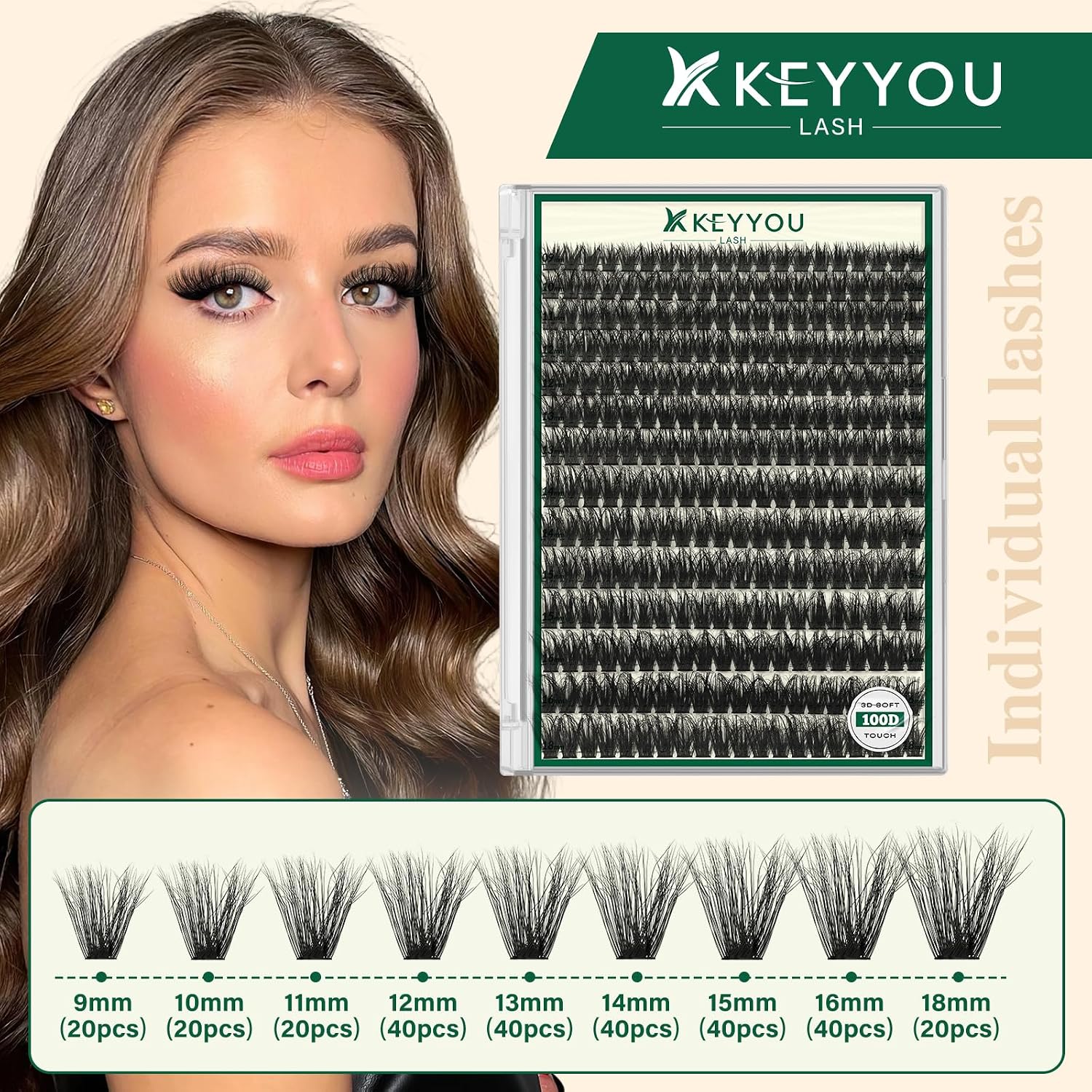 Detalle de KEYYOU Lash Clusters 9-18MIX