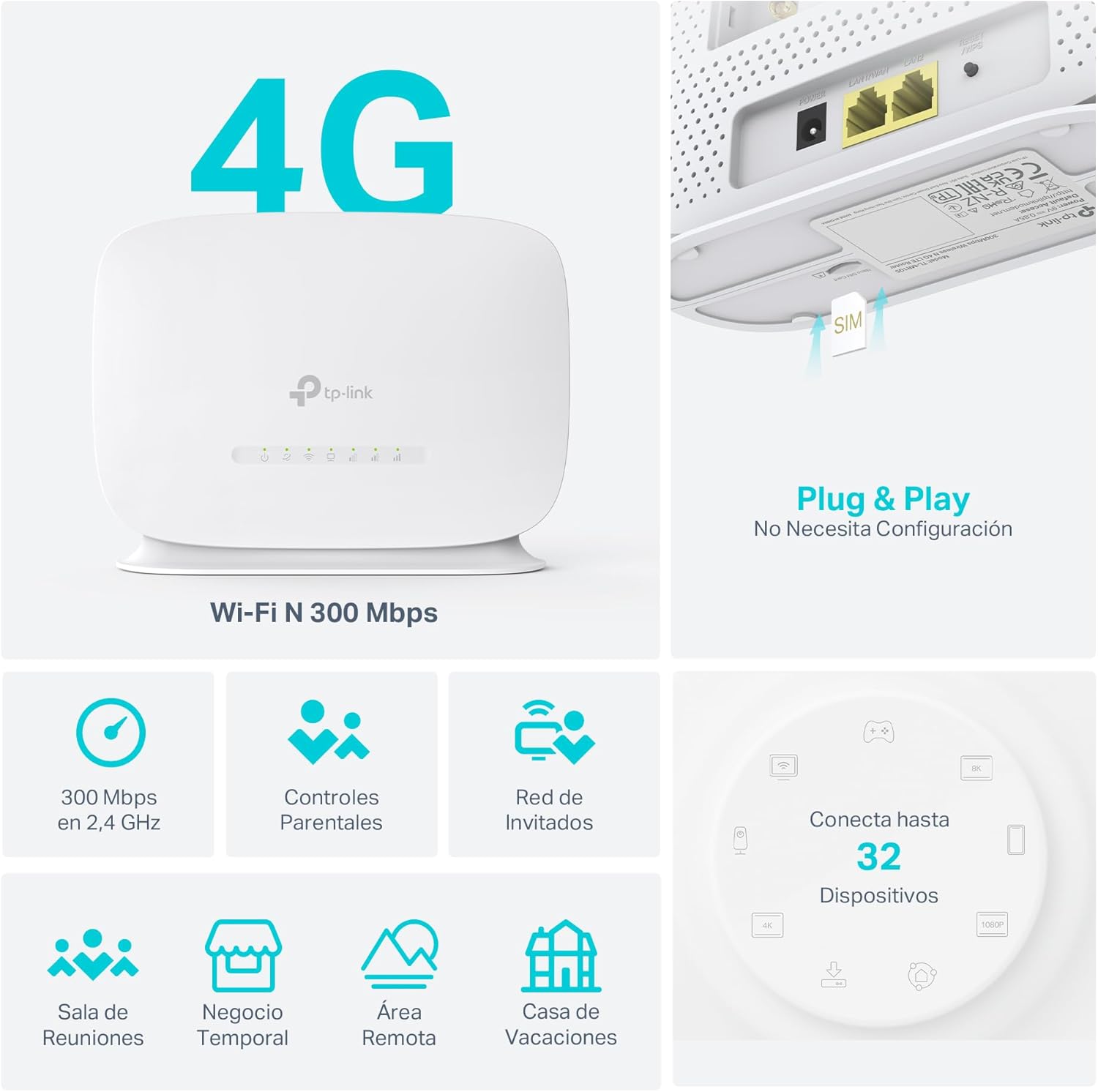 Thumbnail 3 de TP-Link TL-MR105 Router 4G LTE Cat 4, 300 Mbps 📶