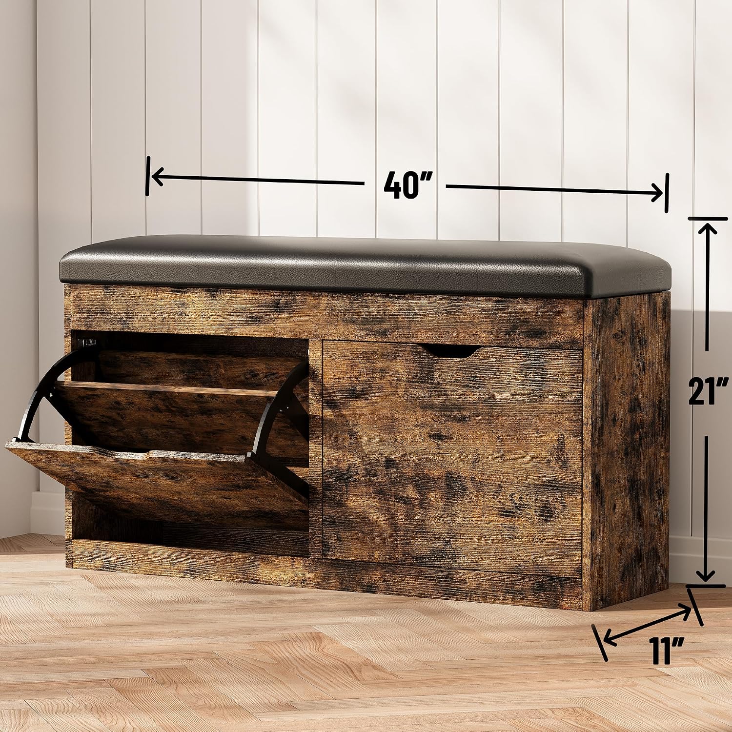 Detalle 2 de Astimey Shoe Storage Bench, 40-Inch
