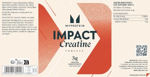 Detalle de Myprotein Impact Creatine Monohydrate Tablets – High Strength Pure Creatine Pills