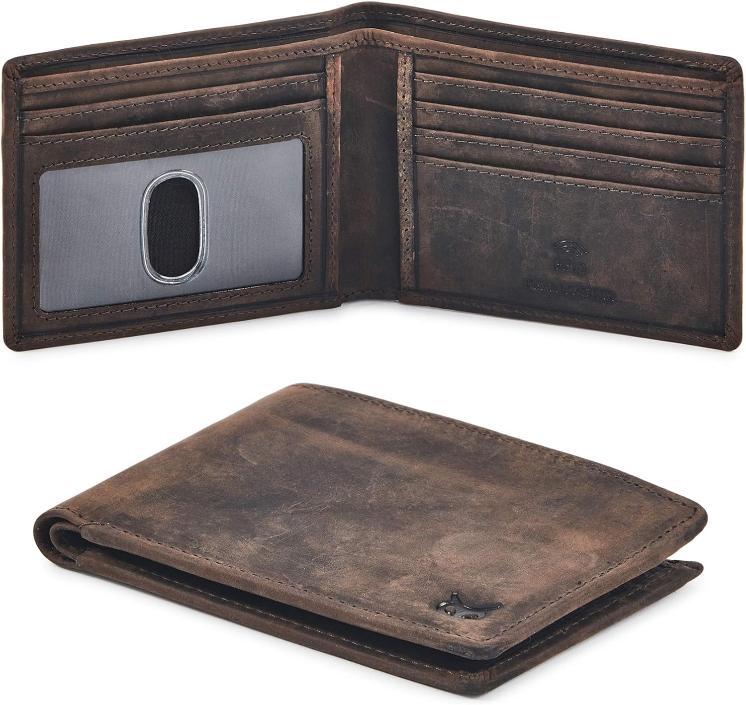 Detalle de Crazy Horse Leather Bifold Wallet