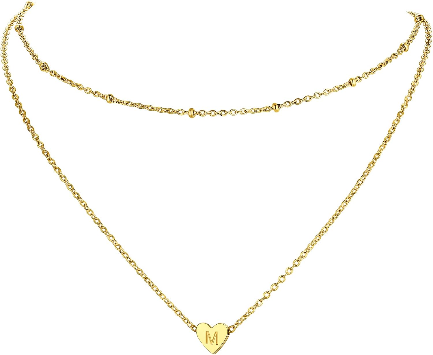 Detalle de PROSTEEL Collier Femme 2 Rangs Coeur Initiale