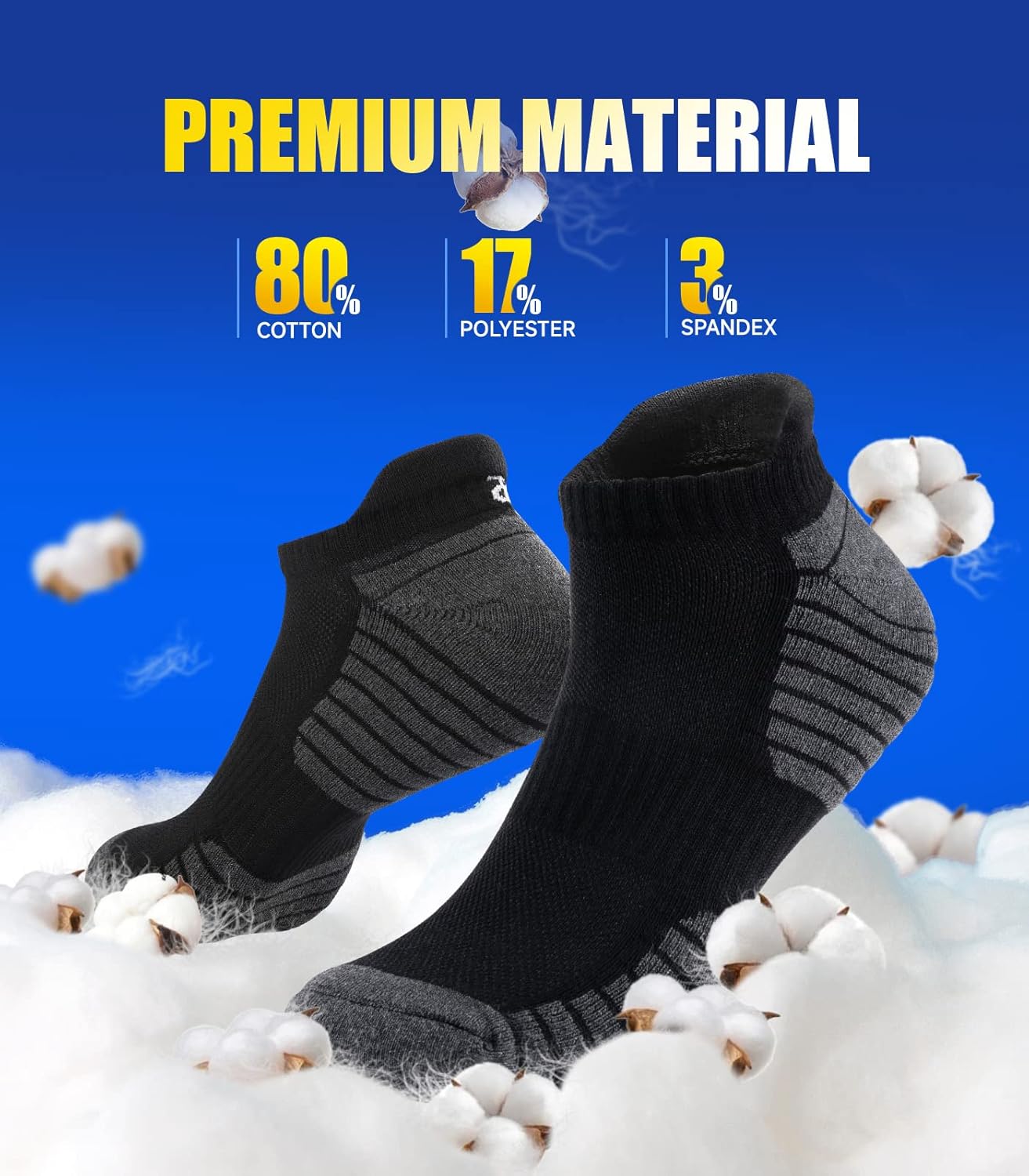 Thumbnail 3 de Alaplus Running Socks Cushioned Trainer Socks – Anti-Blister Ankle Socks for Men and Women (6 Pairs)