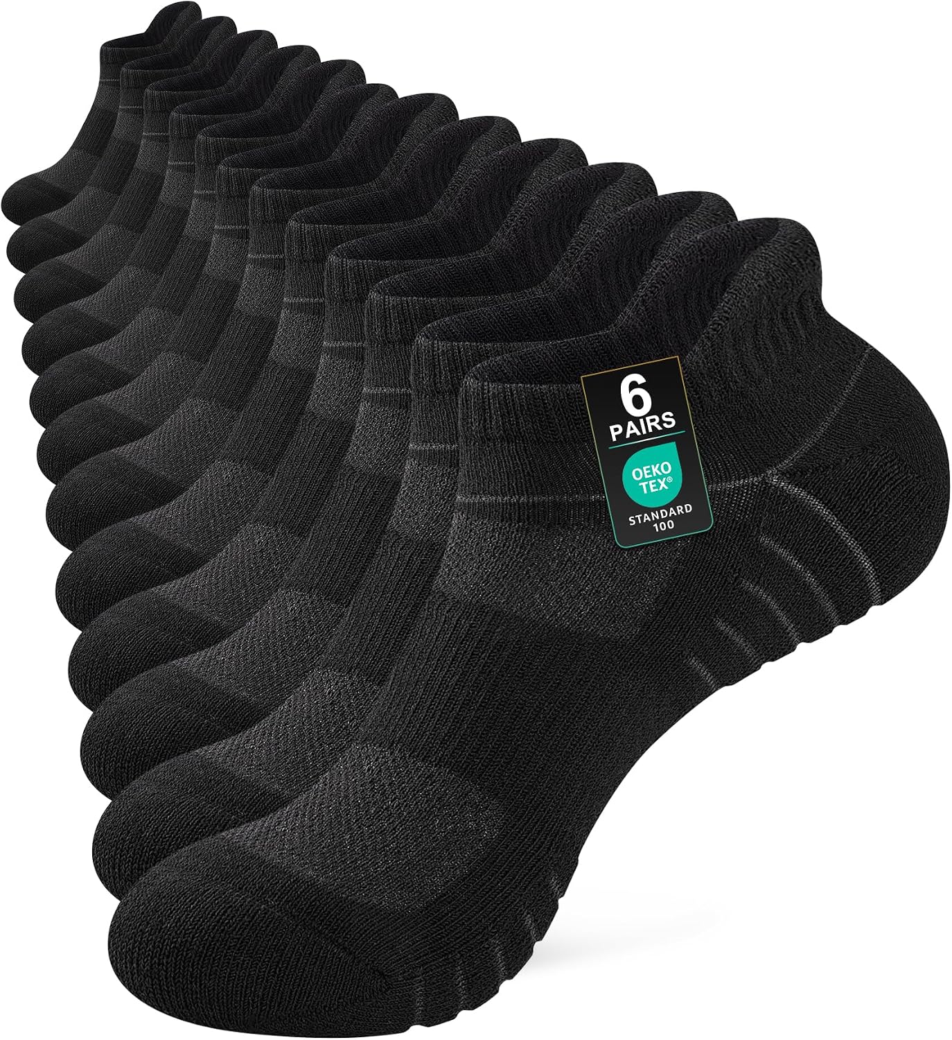 Detalle de Niorasen Cushioned Ankle Running Socks – 6 Pairs for Men & Women