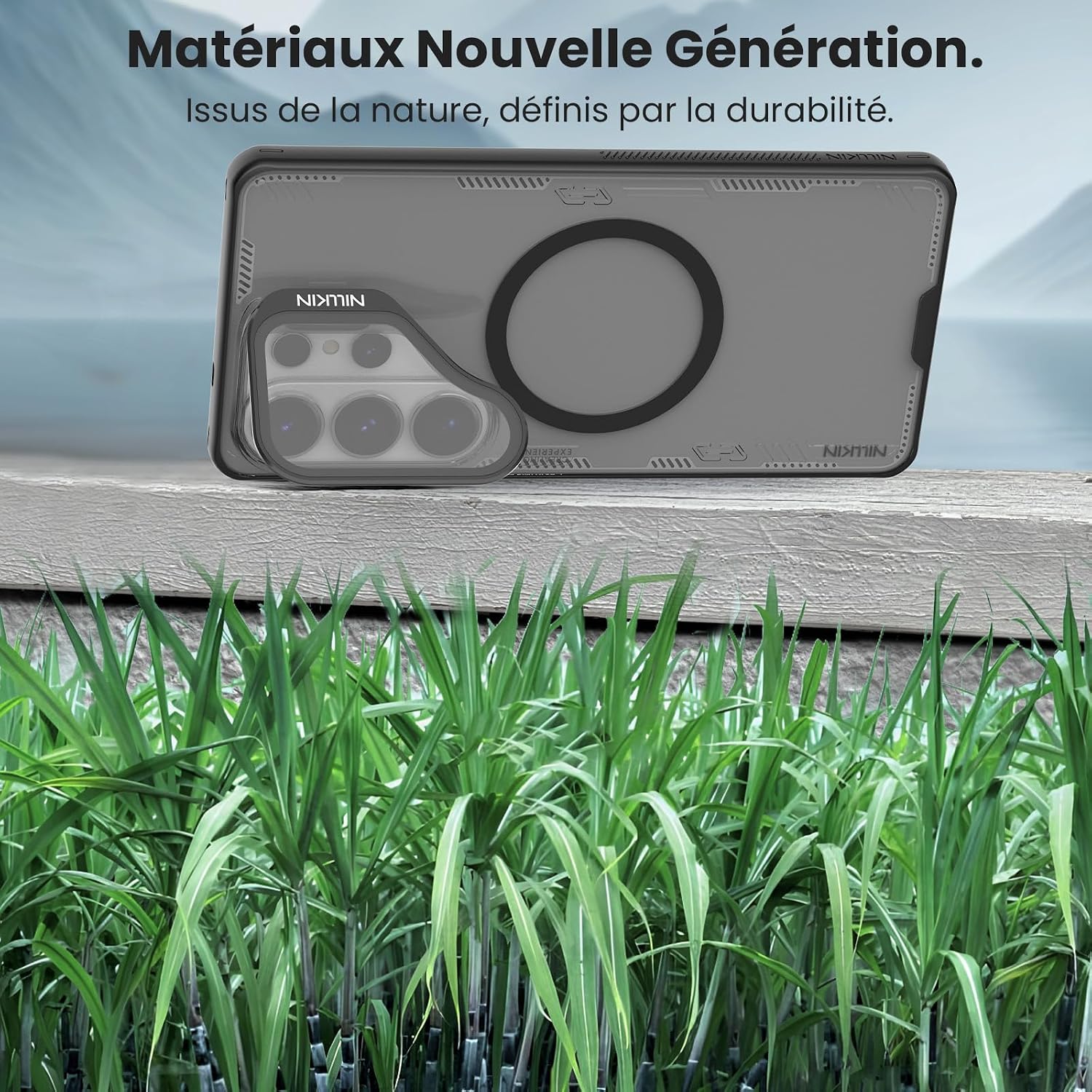 Thumbnail 5 de Nillkin Iceblade Magnétique pour Samsung Galaxy S26 Ultra (boîtier transparent, support intégré, coque noire)