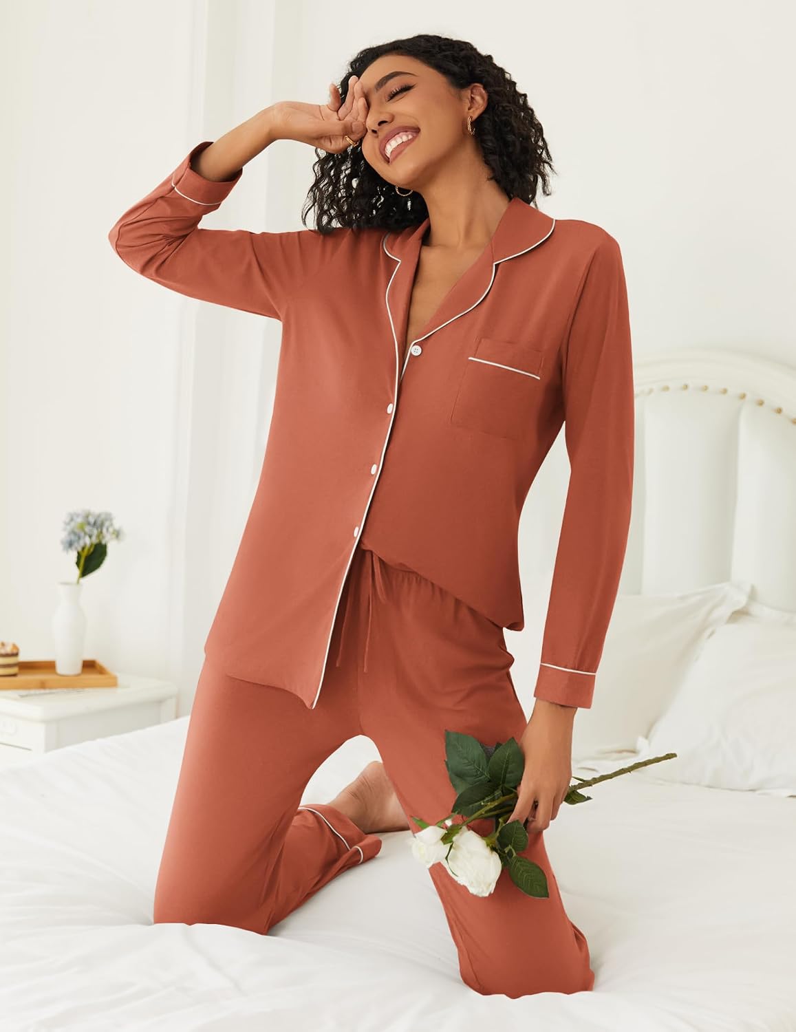 Detalle 2 de Ekouaer Women's Pajama Set, Rayon