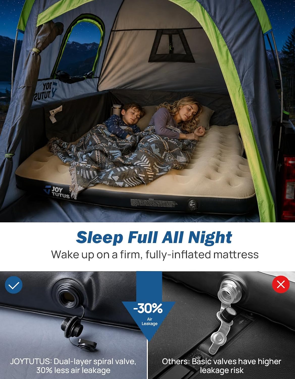 Thumbnail 3 de JOYTUTUS Truck Bed Mattress for 5.5-5.8Ft - Full Size Inflatable Mattress with Cup Holder and Cavity Design