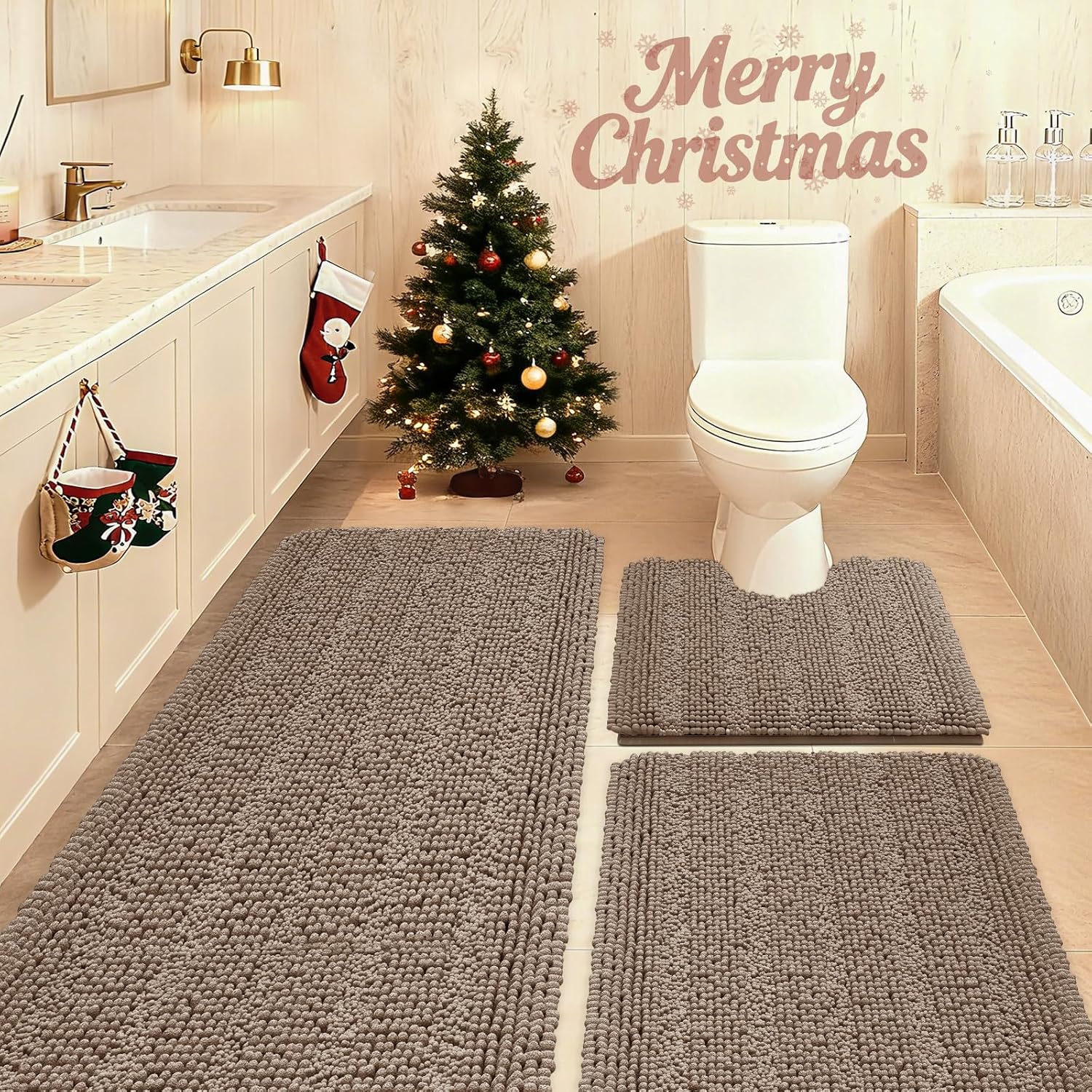 Detalle de ACCUMTEK Striped Ultra Soft Bath Mats Set of 3