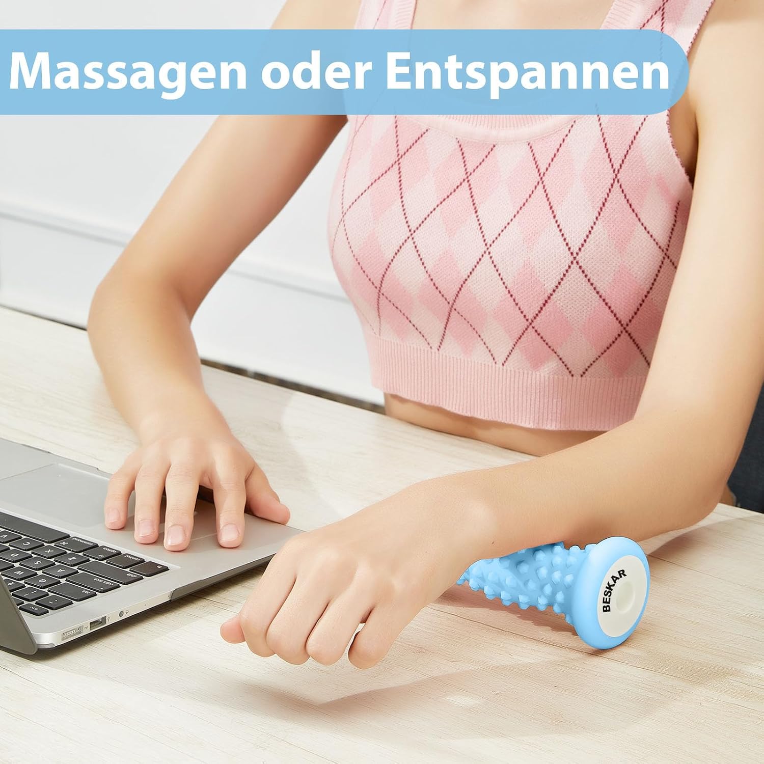 Thumbnail 6 de BESKAR Fußmassagerolle für Plantarfasziitis – tragbare Gummi-Massagerolle für Triggerpunkt- und Tiefengewebe-Massage, blau