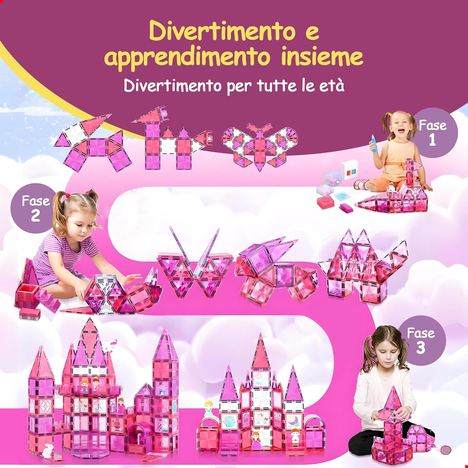 Detalle de Olvy Montessori – Giocattolo magnetico in piastrelle (Principessa), blocchi STEM per età 3+