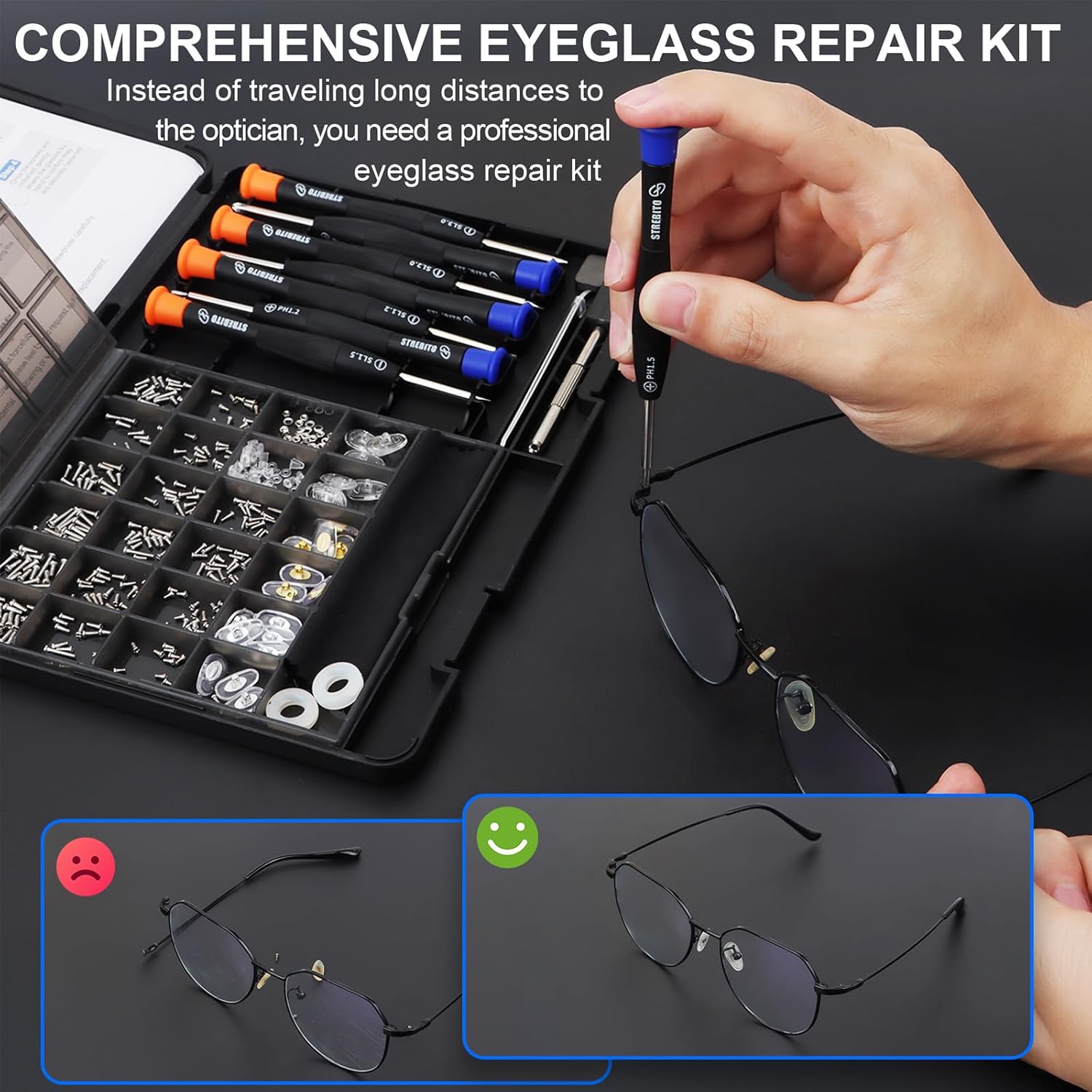 Detalle de STREBITO Glasses Repair Kit: All-in-One Eyeglass Fix It Yourself System