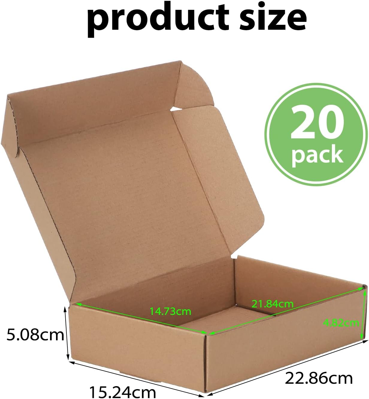 Detalle 2 de HORLIMER 20 Pack Shipping Boxes (23 x 15.5 x 5cm) – Brown Corrugated Cardboard Mailers