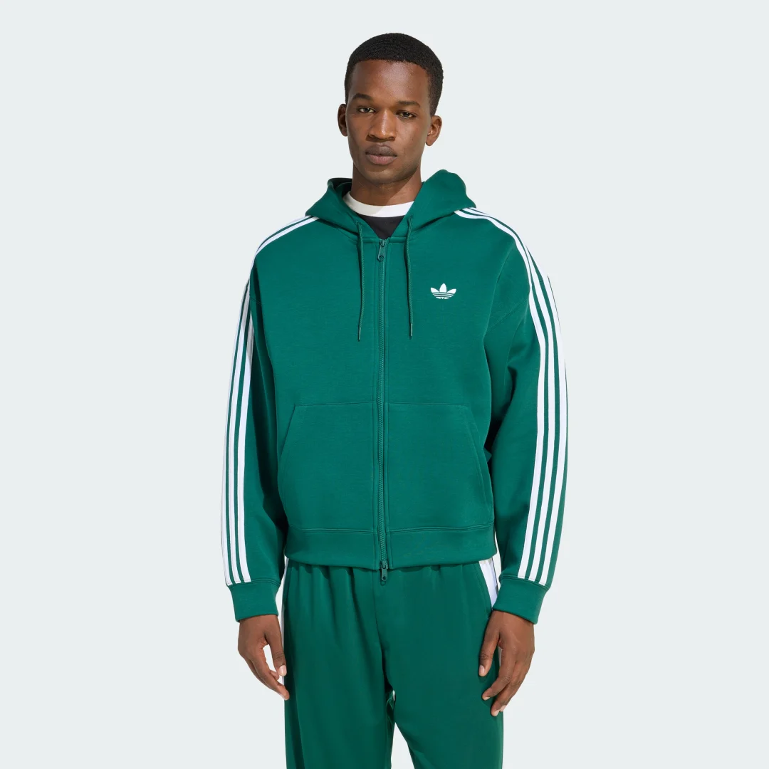 Detalle de Chaqueta holgada de tejido técnico Spacer con capucha Adidas Adicolor – Verde