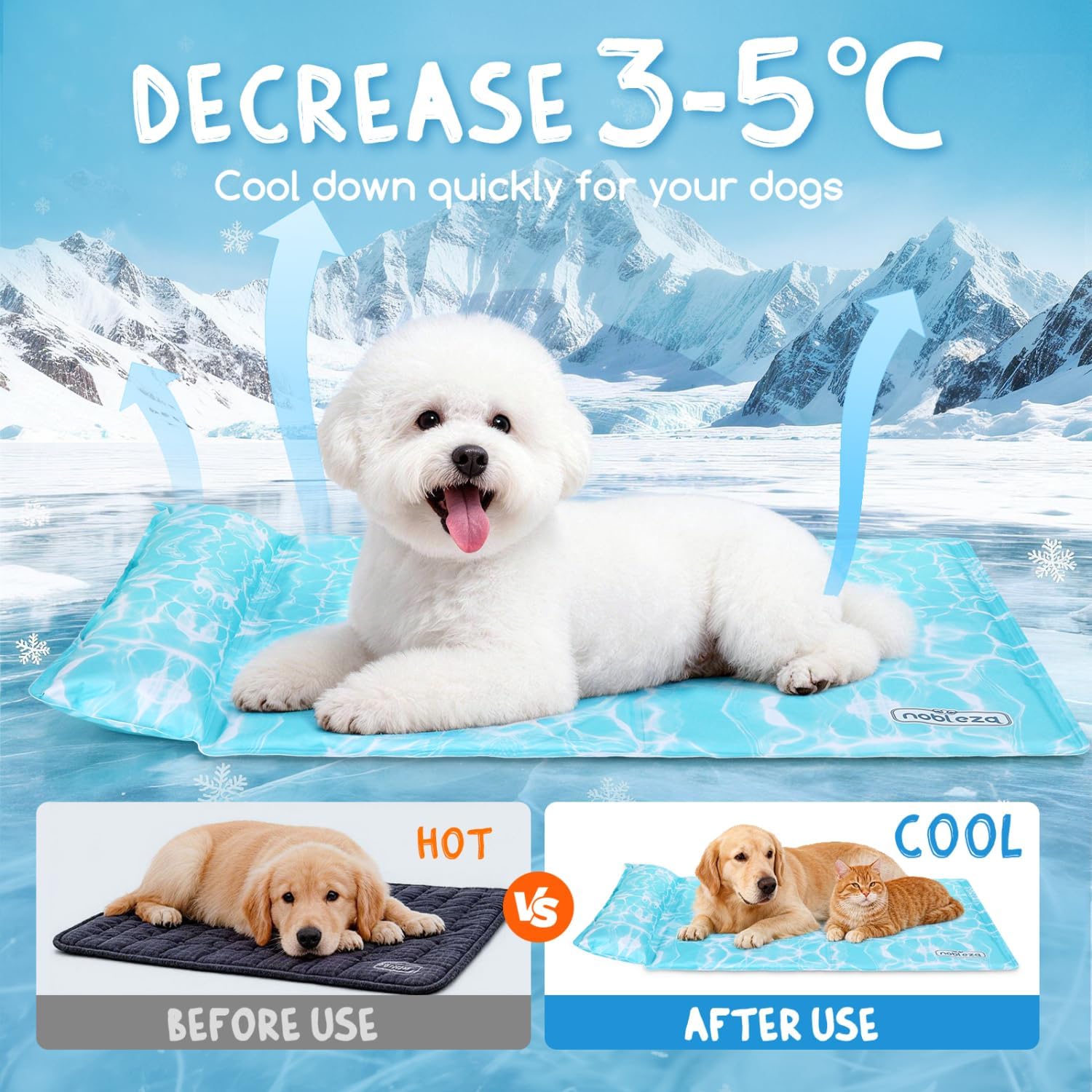 Thumbnail 5 de Tapis rafraîchissant Nobleza pour chat et chien 122 x 70 cm avec oreiller cervical 6 cm