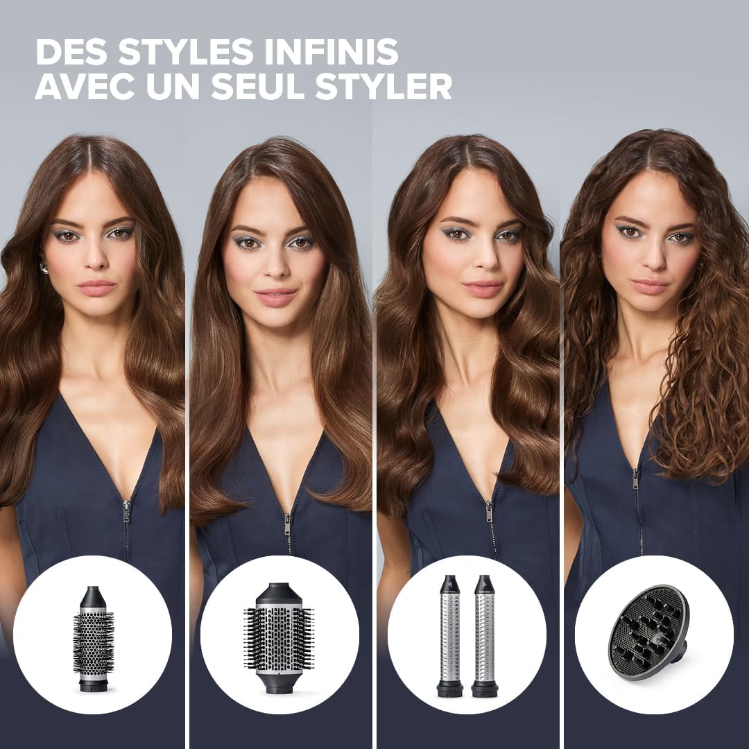 Detalle 2 de Bellissima Prodigy Deluxe Brosse Soufflante 5-en-1 (kit céramique) – noir – pour brushing, lissage et boucles