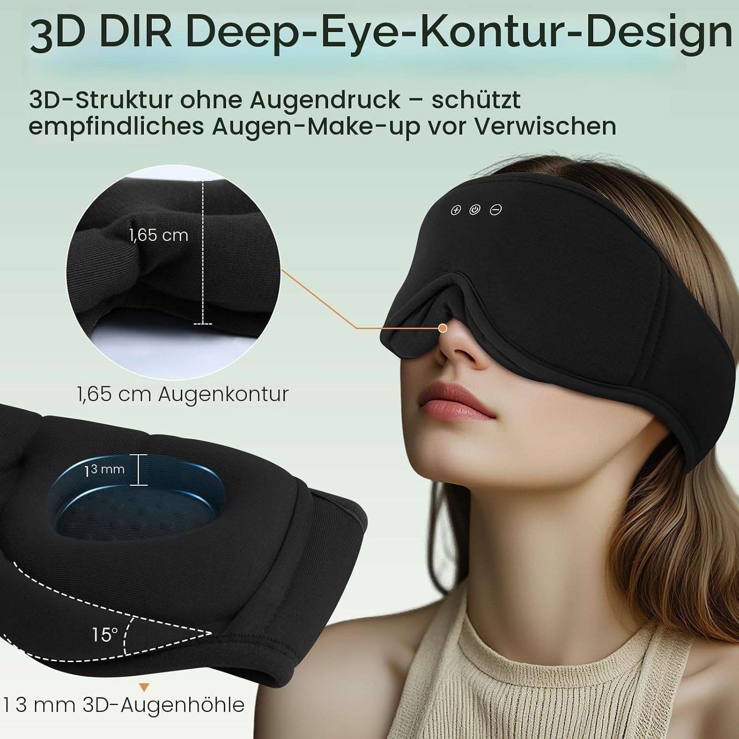 Detalle 2 de MUSICOZY Bambus-Baumwolle Schlafmaske Bluetooth 14h