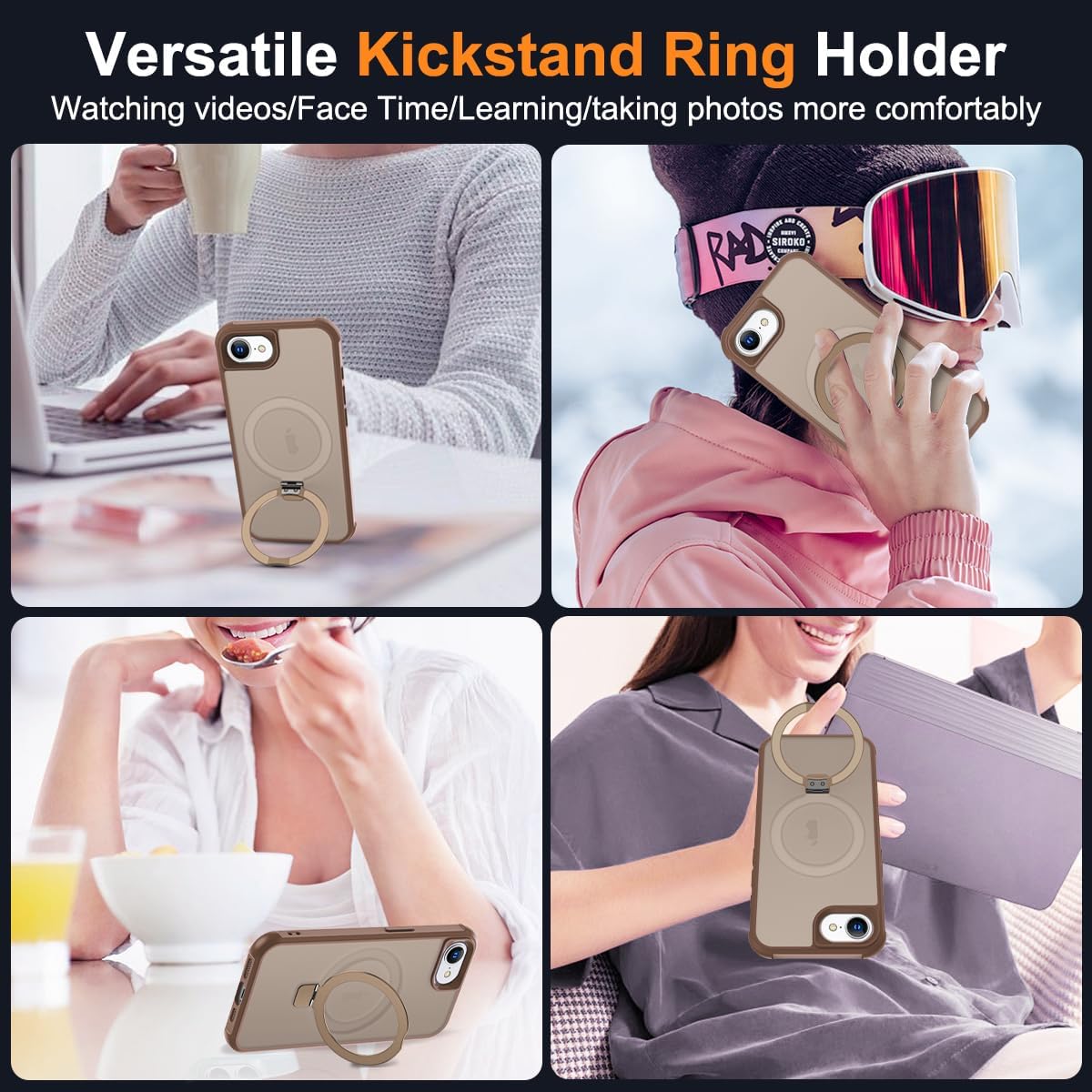 Detalle de SKYLMW iPhone 16E Case with Invisible Magnetic Ring Stand and Military-Grade Protection