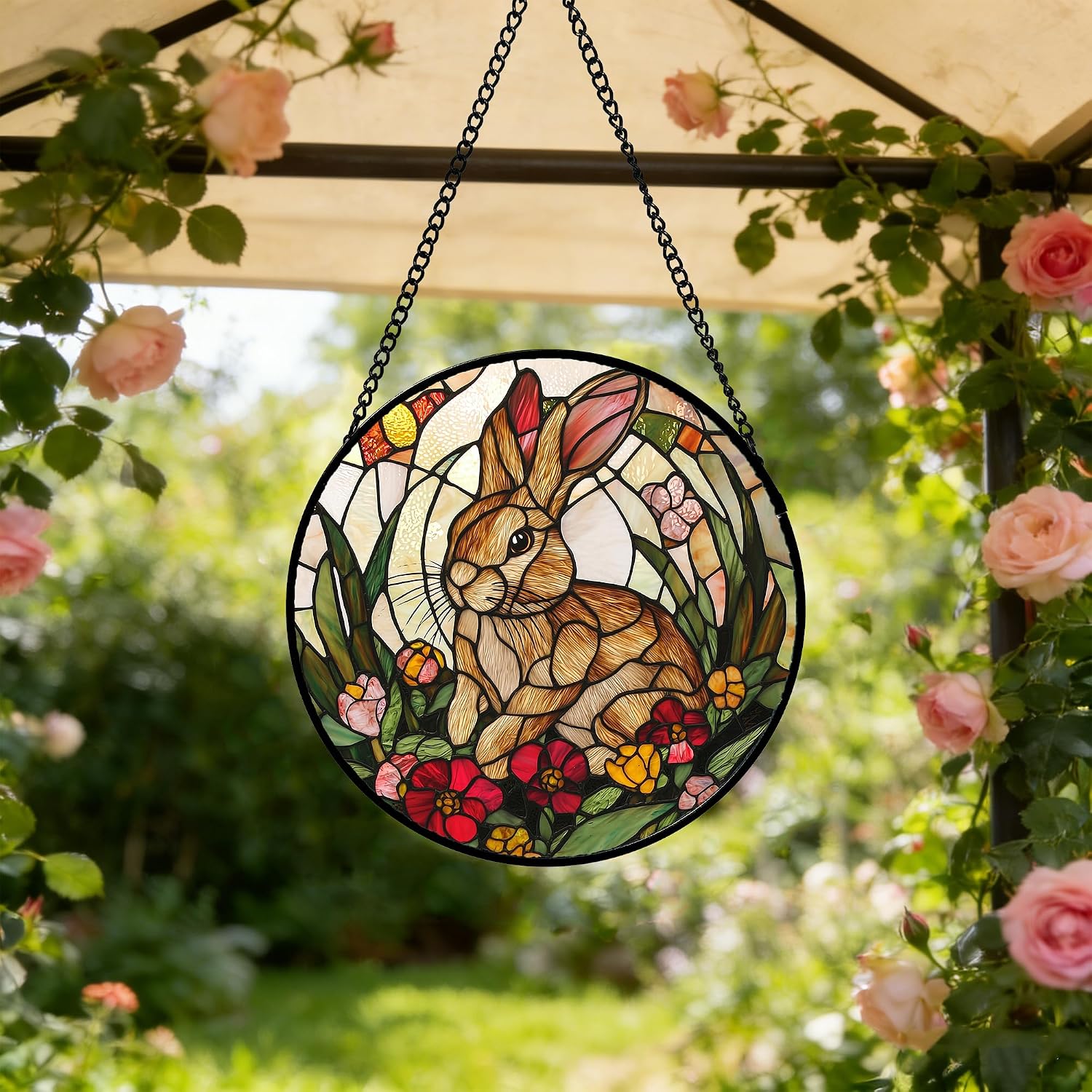Thumbnail 6 de AMDERVEN 6.3-Inch Rabbit Glass Window Hanging, Green and Brown Suncatcher