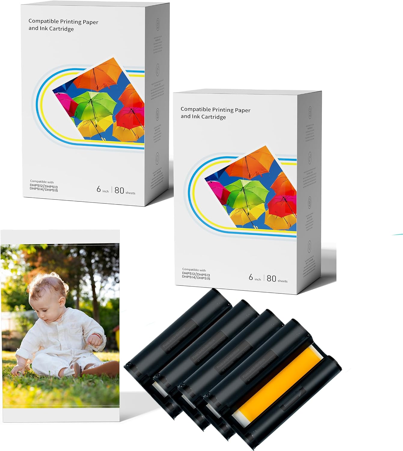Detalle de COLORTY 4x6 Photo Paper and Ink Refill, 160 Sheets, 4 Cartridges
