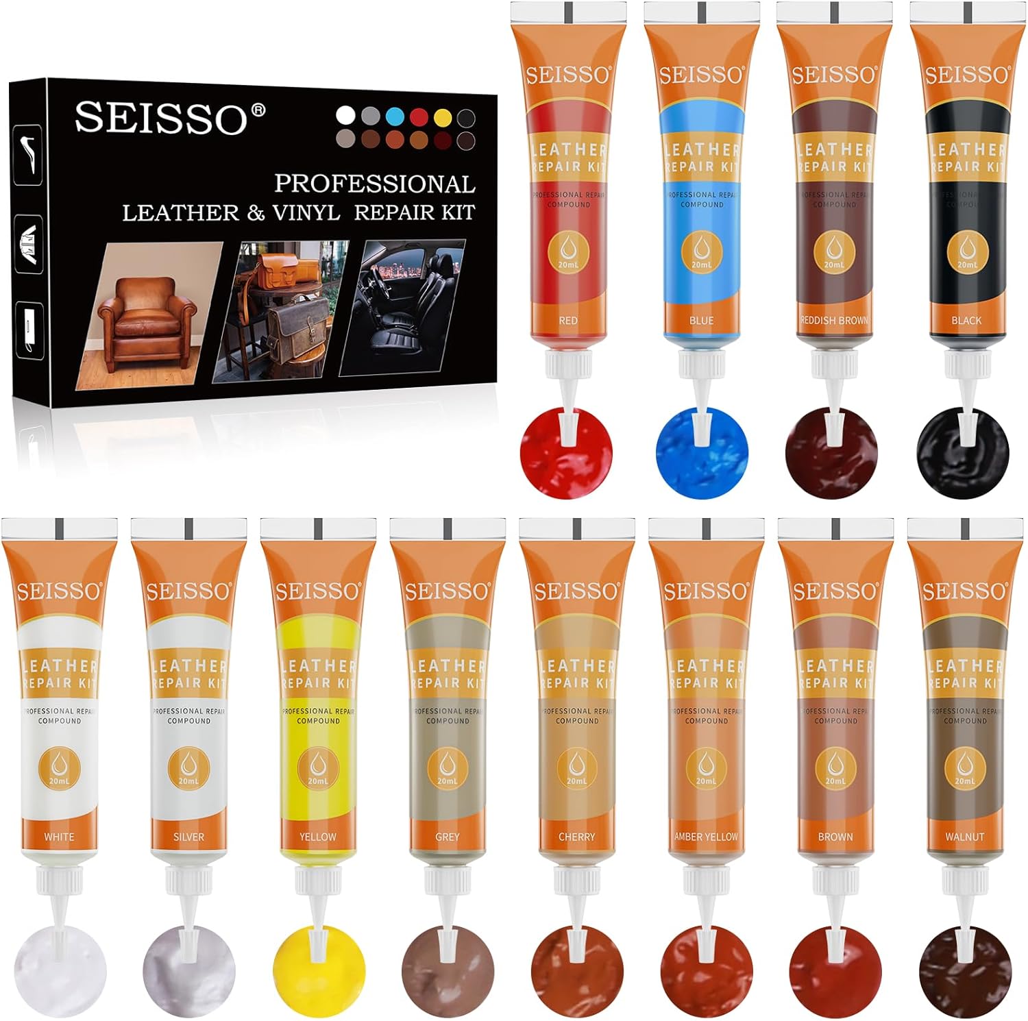 Thumbnail 6 de Kit réparation cuir SEISSO 18 pièces