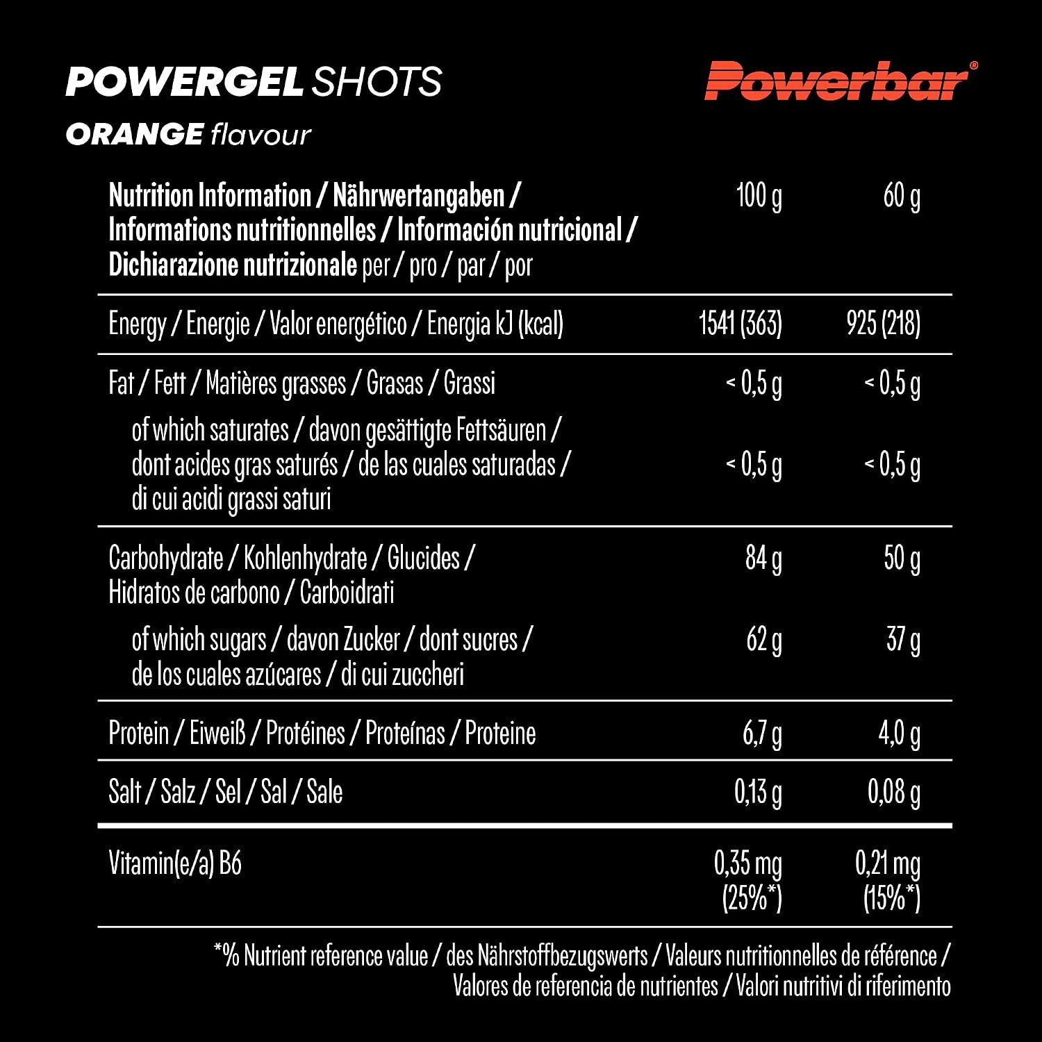 Detalle 2 de Powerbar PowerGel Shots Orange (24x60g) – Energy & Endurance for Training and Racing