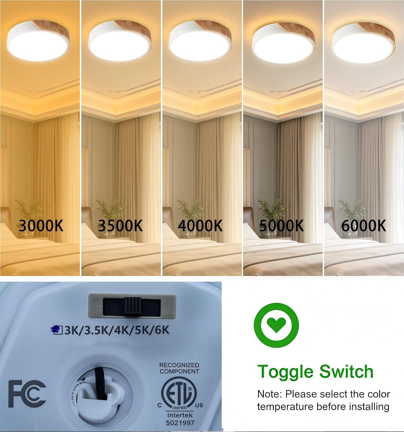 Detalle 2 de DODOPEN LED flush-mount ceiling light 15.8-inch