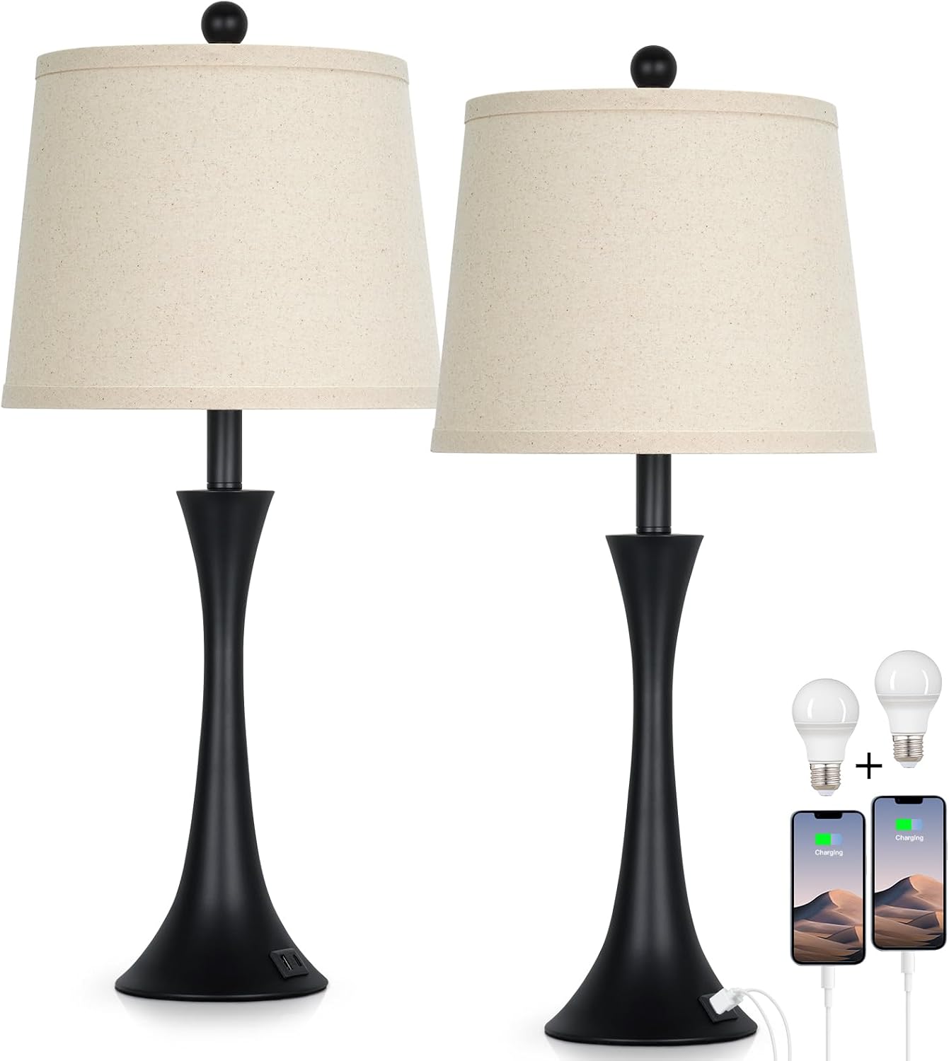 Thumbnail 6 de Rinweey TD-RW-635 Table Lamp Set of 2, Touch-Dimmable with USB-C and USB-A