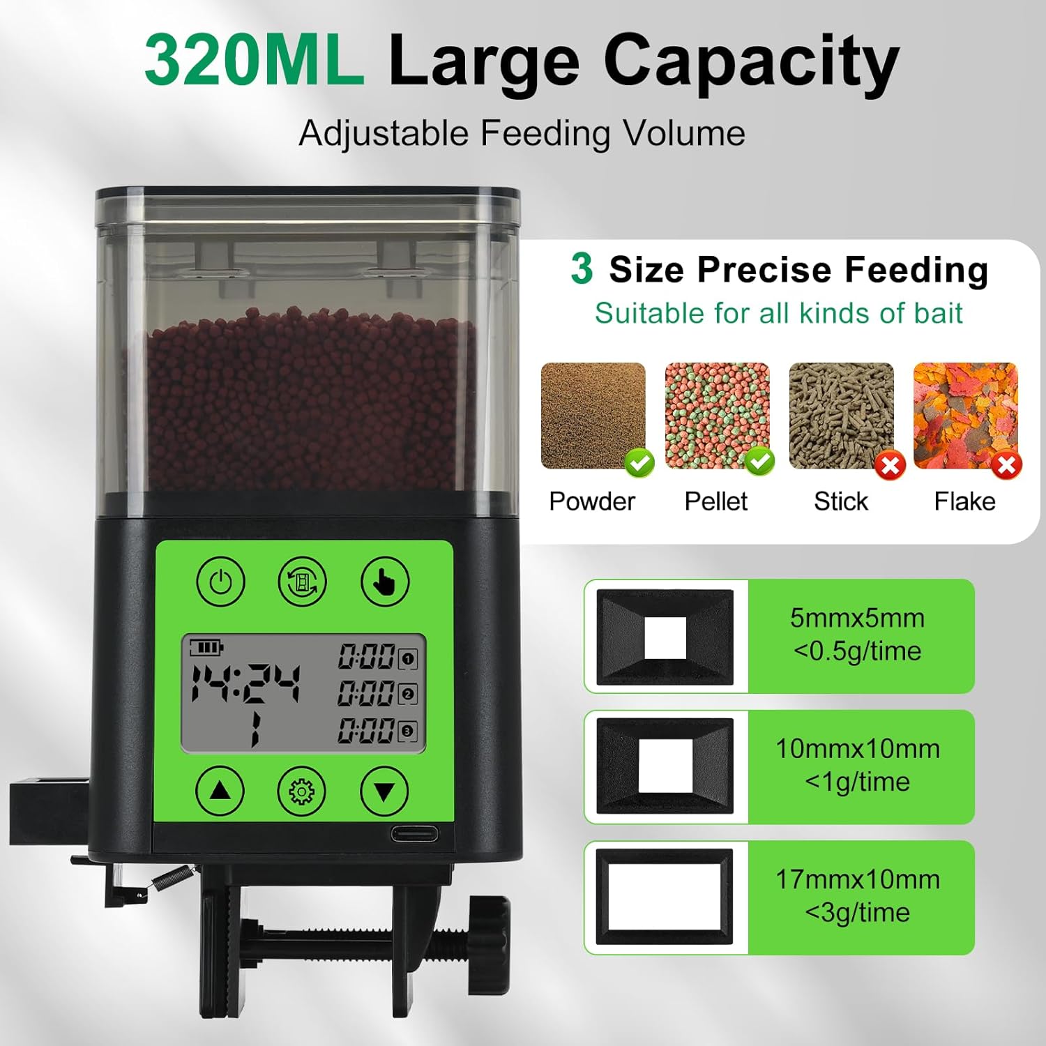 Detalle de Lychee Automatic Fish Feeder 320 ml ๐