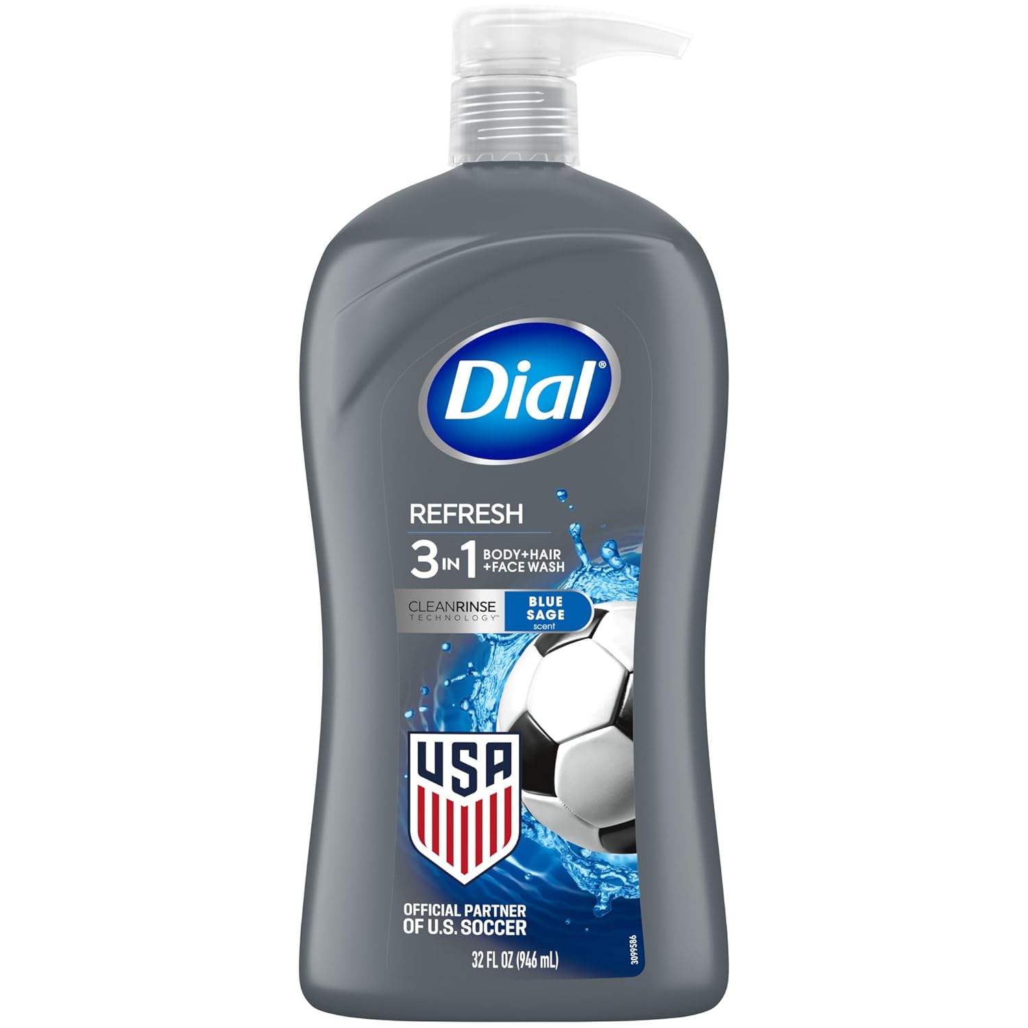 Dial Men 3-in-1 Body, Hair and Face Wash (Hydro Fresh) 32 fl oz
