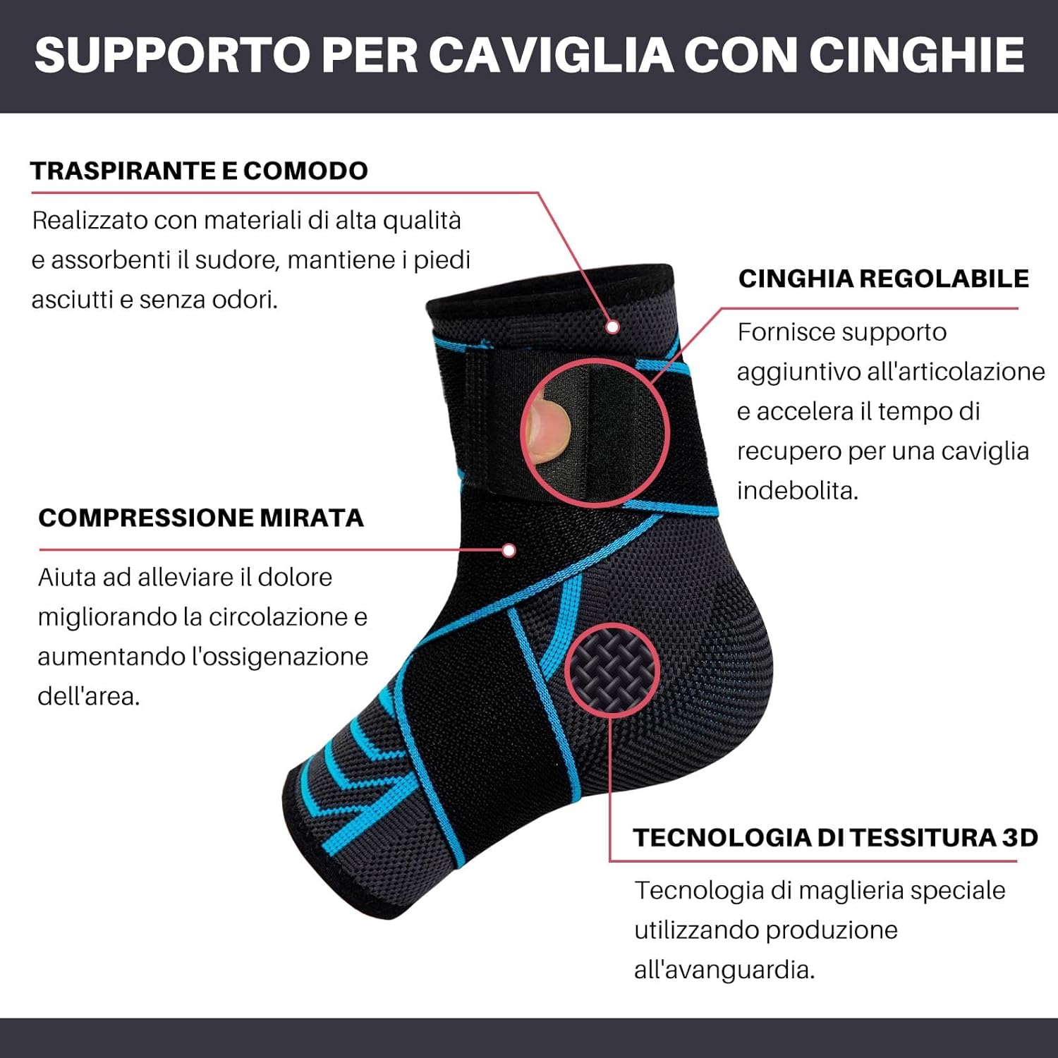 Thumbnail 3 de PUTUO Caviglia Tutore con Fascia: Cavigliera Ortopedica per Distorsione, 43-46, 1 Pezzo