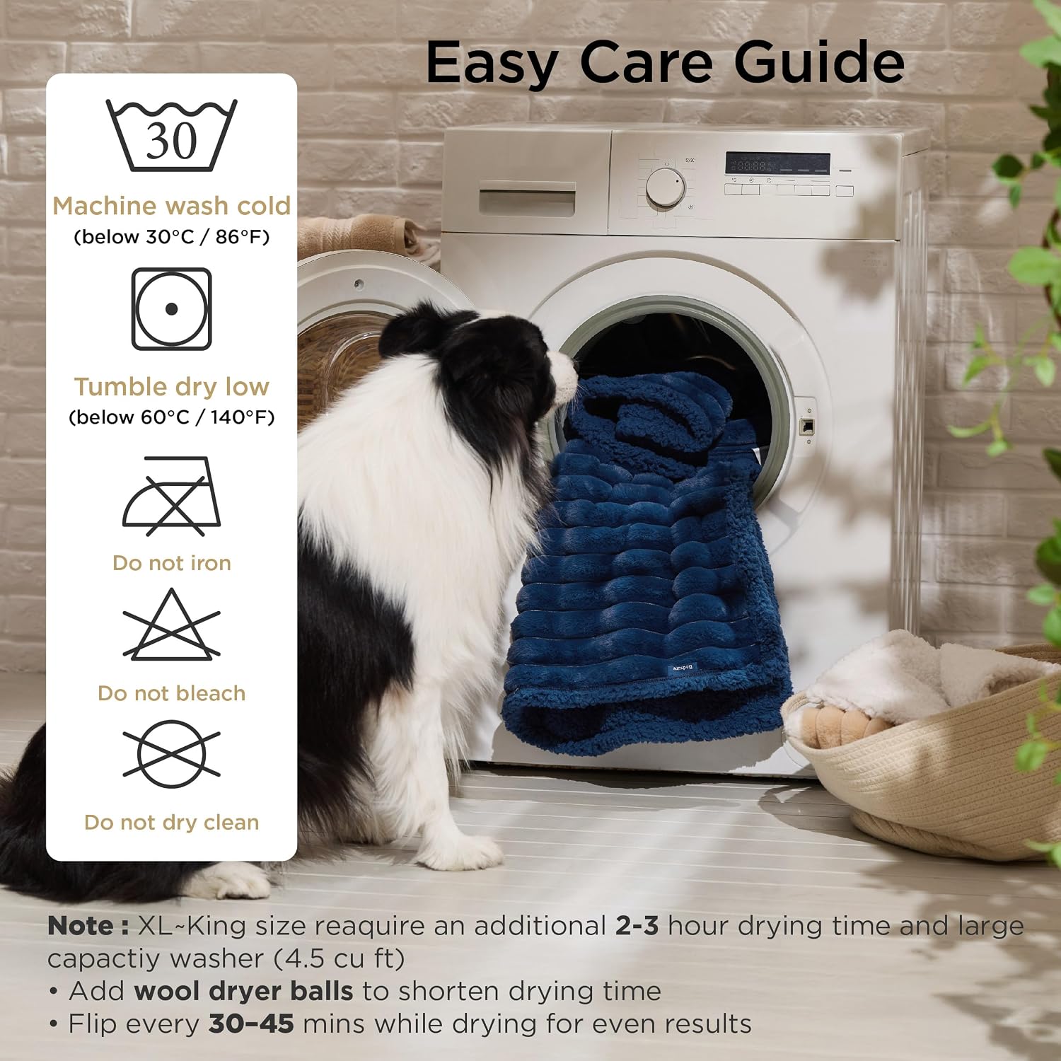 Detalle 2 de Bedsure ComfyFleece® Waterproof Pet Blanket, Twin 60" x 80", Navy Blue