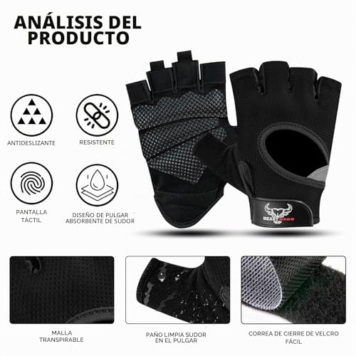 Detalle 2 de Beast Rage Guantes de Fitness para levantamiento de pesas – M, Negro