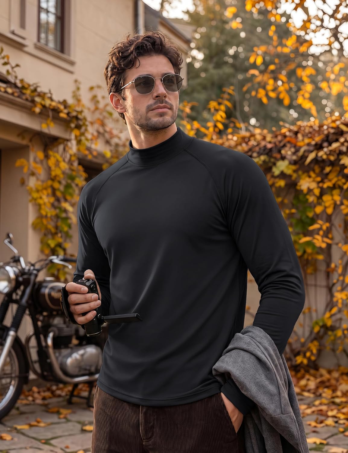 Detalle de TACVASEN Men's Thermal Turtleneck Shirt, Fleece-Lined Long-Sleeve Base Layer